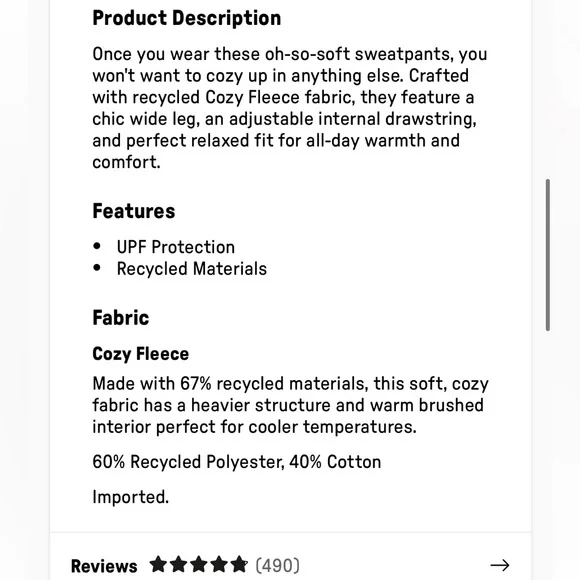 NEW Fabletics Cozy Fleece Sweat Set: Hoodie & Wide Leg Sweatpants - Picture 11 of 12